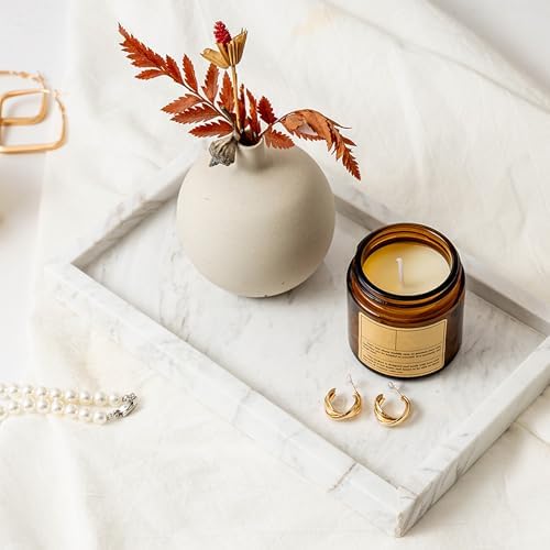 Italy Marble Vanity Tray for Jewelry, Perfume, Makeup, Candle,Towel Natural Modern Decorative Trays for Bathroom Bedroom