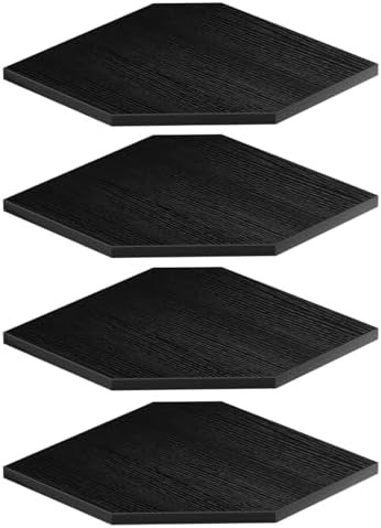 JJL Corner Shelves, 12 Inch Corner Shelf Wall Mounted with Wire Hole, 4 Tier 13.3 Inch Deep Wooden Corner Hanging Shelvi