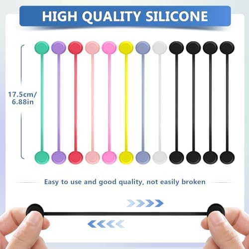 Magnetic Cable Ties – Reusable Silicone Magnetic Cord Organizers for Bundling, Fridge Clips, Book Markers & More – Assor