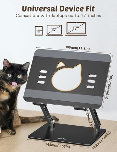 Aoviho Laptop Stand for Desk, Adjustable Foldable Aluminum Laptop Riser for 10–17.3 Inch Laptops – Sturdy Ergonomic Comp