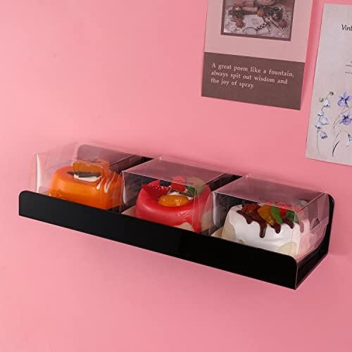 Sooyee 6 Pack Black Floating Shelves, 15 Inch Acrylic Shelves, Wall Mounted Bookshelf, Invisible Picture Ledge Display S