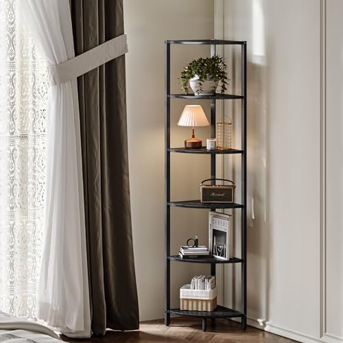 6 Tier Corner Shelf, Tall Corner Shelves Stand Ladder Shelf Bookshelf