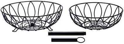 2 Tier Fruit Basket Bowl, Vegetable Organizer, Metal Black