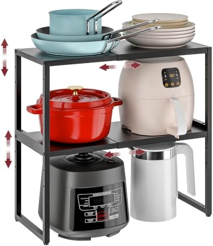 2 Pack Expandable Storage Shelves,100LBS Heavy Duty Metal Shelving Units