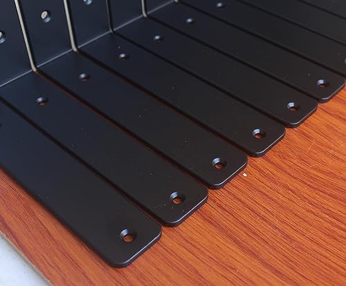 32 Pack - L 8" x H 6" x W1.5, 5mm Thick Black L Shelf Bracket, Iron Shelf Brackets, Metal Shelf Brackets, Floating Shelf