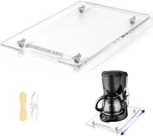 Acrylic Appliance Slider with Rubber Wheels, 9.8" x 14", Clear