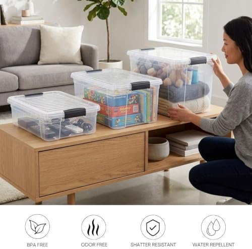 Superio 21 Quart Clear Plastic Storage Boxes with Lids, Stackable Organizer Containers, BPA-Free Storage Bins for Home, 
