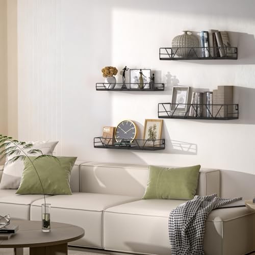 Floating Shelves Set of 4, Wood Wall Shelf, Farmhouse Shelf for Bedroom