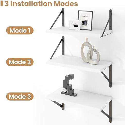 Heimlove Floating Shelves for Wall Set of 3,Light Wood Wall Mounted Bookshelf Decorative Shelf for Living Room Bathroom 