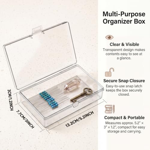 Jetec 6 Pieces Small Clear Plastic Storage Box, 5.2 x 3 x 1.2 Inch