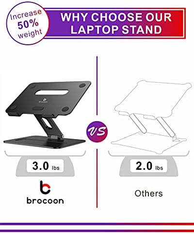 Adjustable MacBook Laptop Stand for Desk | Ergonomic Aluminum Laptop Riser with Heat-Vent, Compatible for 10-17" Laptops
