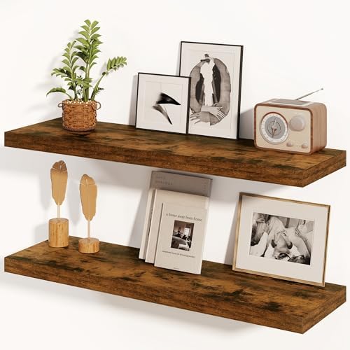 Floating Shelves 36 Inch Long, Deep Floating Shelf for Wall, 36 x 8 Floating Shelves Set of 2, 8 Inch Deep Wall Shelves 