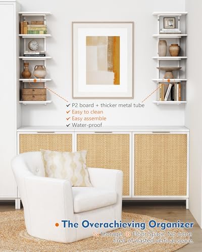 Harwaya White 5 Tier Wall Shelf Unit for Shoes Display, Lack Wall Bookshelf for Bedroom, Vertical Tiered Floating Book S