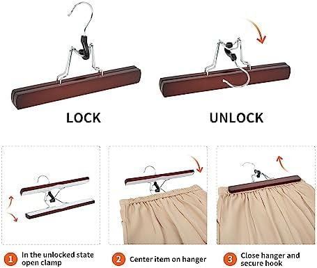 Amazon Basics Wooden Pants Hangers Closet Organizer, Cherry, 10-Pack