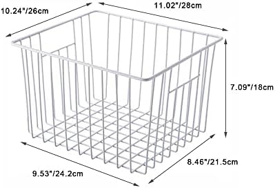 SANNO Freezer Wire Storage Organizer Basket, Refrigerator Storage Baskets Bins Organizer with Built-in Handles for Cabin