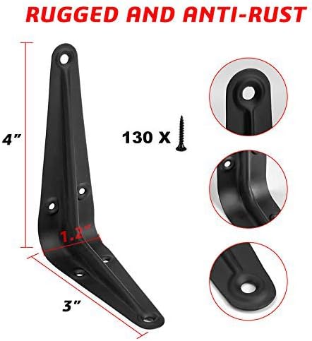 Heavy Duty Shelf Brackets 4x3 Inch with Screws,20 Pack (Black)