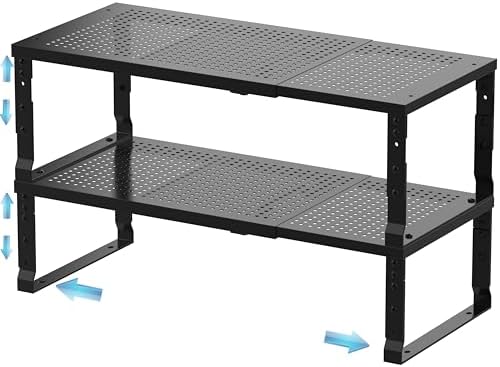 Expandable Spice Rack & Kitchen Cabinet Organizer - Stackable, Adjustable Shelves for Cabinets, Countertops, Cupboards &