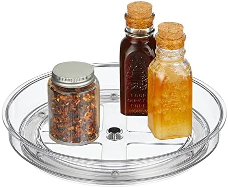 mDesign Lazy Susan Turntable Plastic Spinner for Kitchen/Bathroom, Pantry, Fridge, Cupboards, or Counter Organizing, Ful