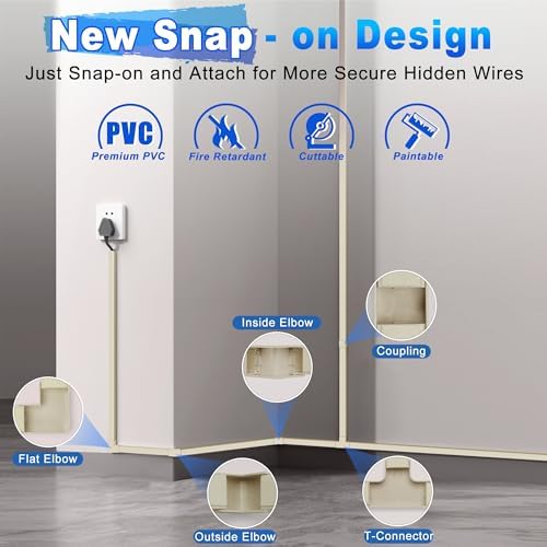 392.5in Wire Covers for Cords Kit - Beige Cord Cover, Wall Wire Hiders, TV Cable Hider, Cord Hider - Mounted TV, Cord Co