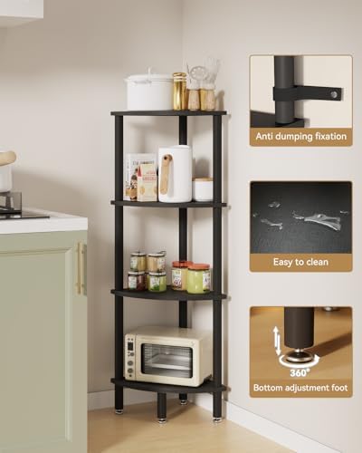 IBUYKE 4 Tier Corner Shelf Stand,Industrial Corner Display Rack WBC014B