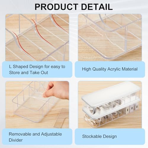 Tatuo Cord Organizer Box with Lid, Clear, White, 2 Pack