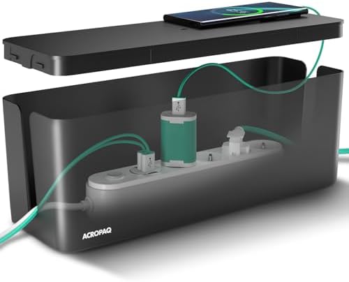 ACROPAQ Cable tidy box - Keep your cable tidy, Large (41 x 13 x 16 cm), Waterproof, Non-slip - Cable management box, Cab