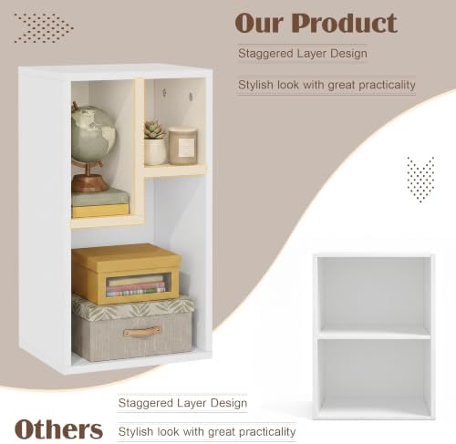 VECELO Cubby Storage Organizer Bookcase, Open Cube Display Shelf Cabinet, Freestanding Multicompartment Bookshelf for De