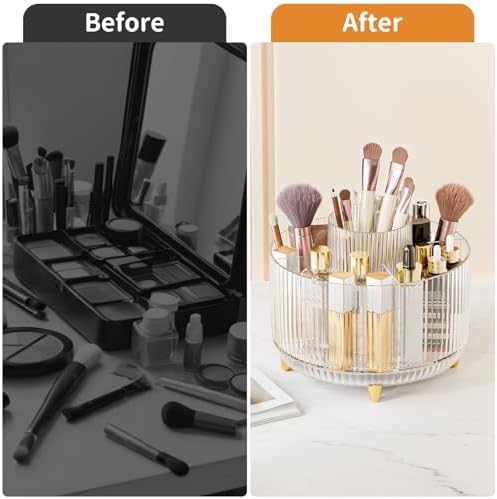 fanado 360° Rotate Makeup Brush Holder Organizer, Makeup Organizers Countertop, Makeup organization and Skincare Storage