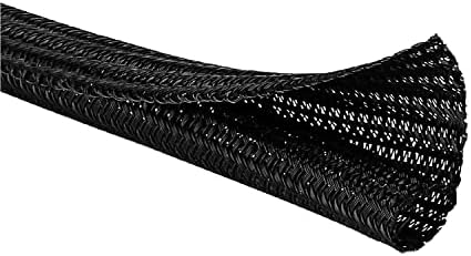 Kable Kontrol Braided Cable Sleeve Split Wrap 1/2" 10 Ft - Black