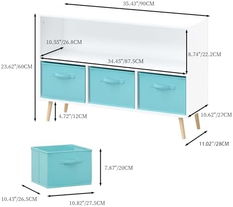 Kids Bookcase with Collapsible Fabric Drawers, Children's Book Display,Toy Storage Cabinet Organizer Book Shelf for Kids