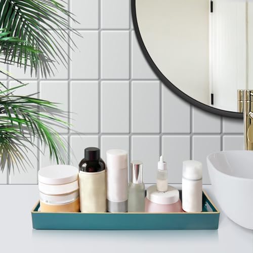 MAONAME Green Bathroom Vanity Tray, Rectange Toilet Tank Trays with Handles