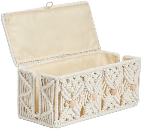 Cable Management Box Handmade Macrame Cord Storage Organizer