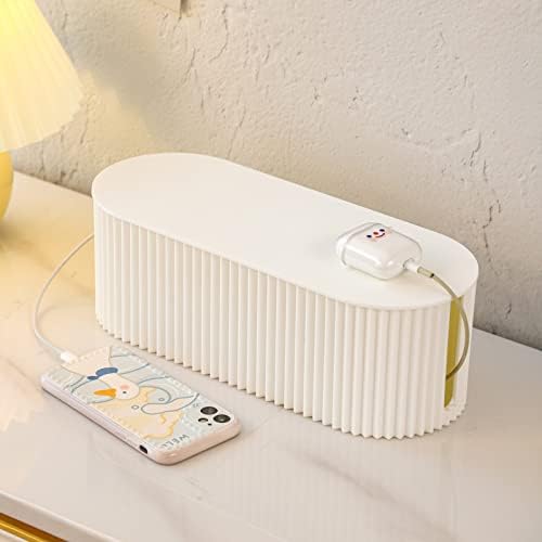 FABROK Cable Management Box, Plastic Cord Hider Box, Small, White