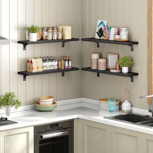 HOOBRO Floating Shelves for Wall, 23.6" Wall Mounted Shelves Set of 2