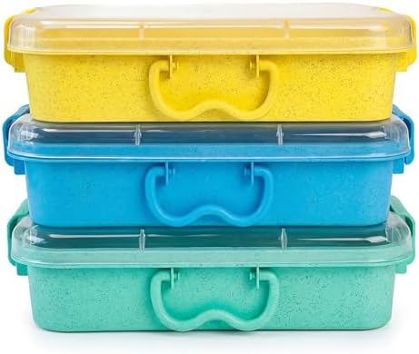 Carolart 3 Pack 12.8 Inch Wheat straw Plastic Storage Bins, Stackable