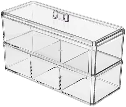 Hair Accessories Organizer for Girls - 2-Pack Clear Acrylic Stackable Drawers with Lids, Bathroom Vanity Storage for Cli