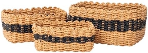 Small baskets for Organizing,Cute woven Storage basket with recycled paper rope for Shelves Bathroom,Little decorative b