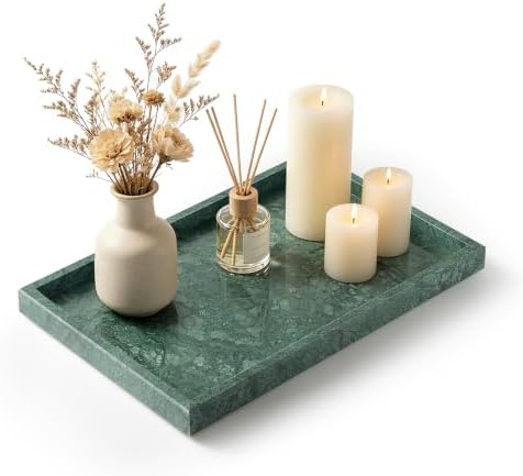 Real Natural Large Marble Tray for Bathroom, Vanity, Kitchen Counter