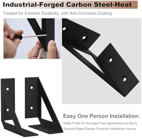SOGAL Black Shelf Brackets 4 Inch,Wall Bracket for Shelves,Small,4 Pack