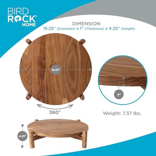 BIRDROCK HOME Elevated Lazy Susan | Rotating Acacia Wood Platter with Raised Legs | Ideal for Serving, Organizing, and D
