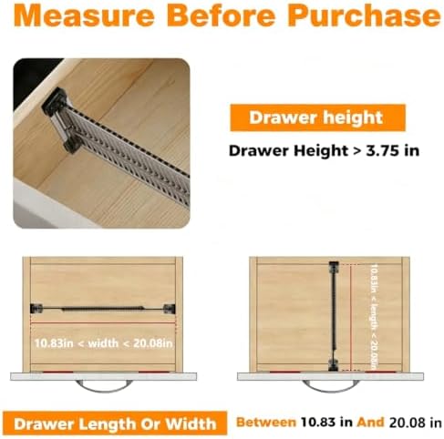 12 Pack Drawer Dividers for Clothes, 3.75" High, 10.83-20.08'' Adjustable
