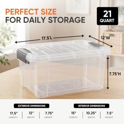 Superio 21 Quart Clear Plastic Storage Boxes with Lids, Stackable Organizer Containers, BPA-Free Storage Bins for Home, 