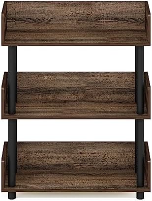 Furinno TURN-N-TUBE Display Shelf, 3-Tier Storage Shelves with Side Panels, Open Shelves Book Shelf with Rounded Corner 