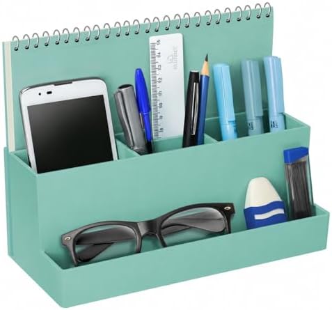 Acrimet Desktop Organizer - Multi Organizer Caddy Holder for Office, Home and School use (Plastic) (Solid Green Color)