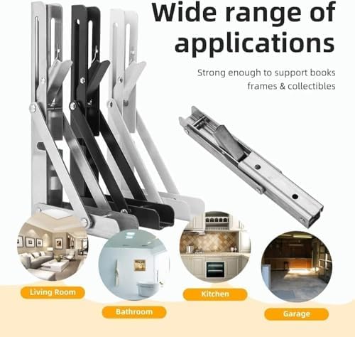 4Pcs 20" Folding Shelf Brackets, Shelf Brackets Max. Load 330 lb Collapsible Heavy Duty Stainless Steel DIY Wall Mounted