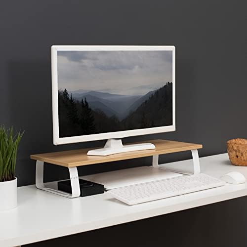 VIVO 24 inch Monitor Stand, Wood and Steel Desktop Riser, Screen, Keyboard, Laptop, Small TV, Ergonomic Desk and Tableto