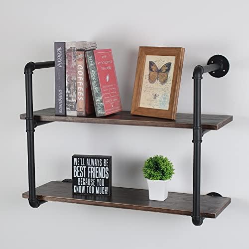MBQQ Industrial Retro Pipe Shelf 30in 2 Tier Wall Mounted,Rustic Floating Shelves,Farmhouse Kitchen Bar Shelving,Home De