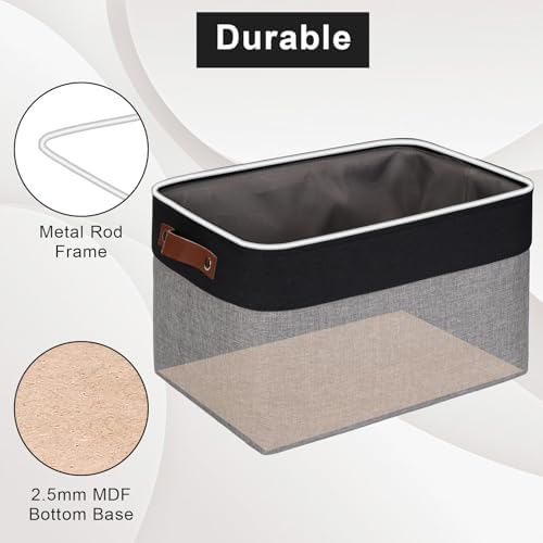 Bagnizer Storage Bins Large Fabric Storage Baskets for Shelves 3 Pack, Decorative Linen Closet Baskets with Handles for 