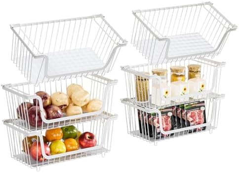 GAOKASE 6 Pcs Stackable Wire Baskets for Pantry Organizers and Storage,