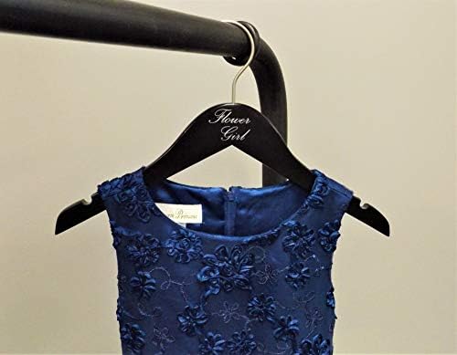 NAHANCO FG20214 Bridal Hanger, Black Wood Hanger with Silver Imprint (Flower Girl), 14” (1 Piece), Black w/Silver Imprin